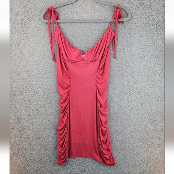 ASOS Womens Mini Cami Dress Sz 8 Side Ruching Adjustable Straps Slinky & Sexy - Picture 3 of 16